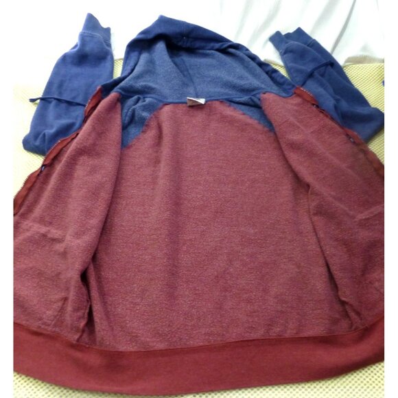 Superman Logo DC Comics Mens Full Front Zip Up Hoodie Burgundy & Blue Med - Picture 8 of 9